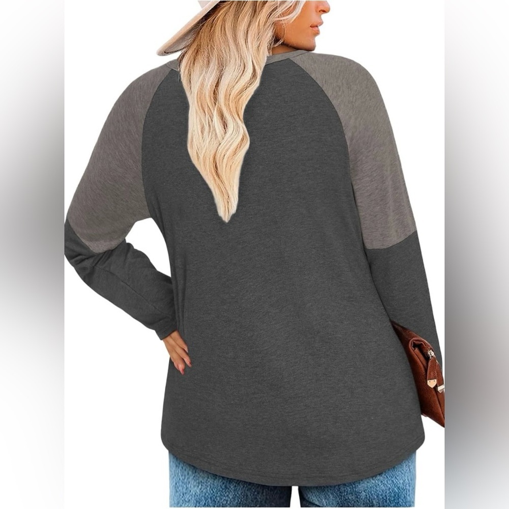 Gray Raglan Sleeve Color Block Sweatshirt - Picture 2 of 7